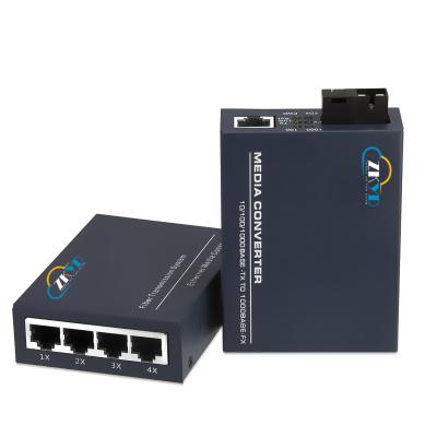 China FTTH Fiber Optic Media Converter Price 10/100/1000M Port 1 Fiber RJ45 Port +1/4 Gigabit for sale