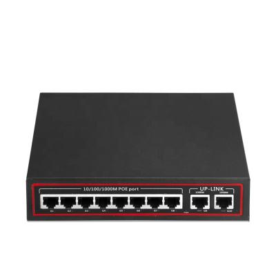 China Netwok 2 Port 1000M Uplink Ethernet For IP Phone CCTV IP Camera 10/100/1000M 8 POE Switch for sale