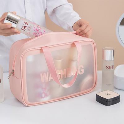 China Eco-Friendly Ready To Ship Makeup Bag Small Large Medium Clear PU Rose Logo Cosmetic Bag Eco-Friendly Zipper Custom Eco-friendly White Black Leather for sale