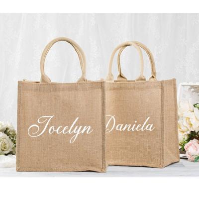 China Wholesale Price Mini Bag Burlap Jute Fashion Shopping Bags With Logos for sale