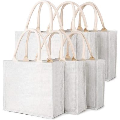 China Wholesale Custom Hessian Eco-Friendly Eco-Friendly Logo Reusable High Quality Large Burlap Tote Shopping Bag Jute White Bag for sale