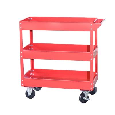 China SPCC Steel Red Three Layer Tool Trolley Metal Tool Storage Tool Cart For Garage for sale