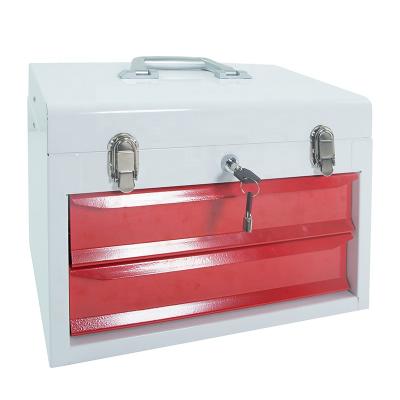 China White And Red Iron Box Portable Tool Box With Drawers For Garage for sale