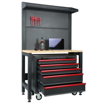 China Garage Tool Cabinet Worktop Black Functional Combo Wood Work Bench for sale