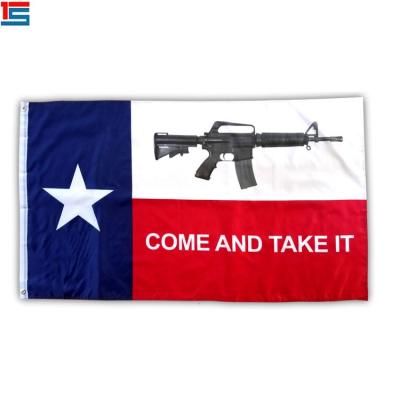 China Custom Printed 90*150cm FLYING DROP EXPEDITION Texas M4 Come Take It Gadsden Flag for sale