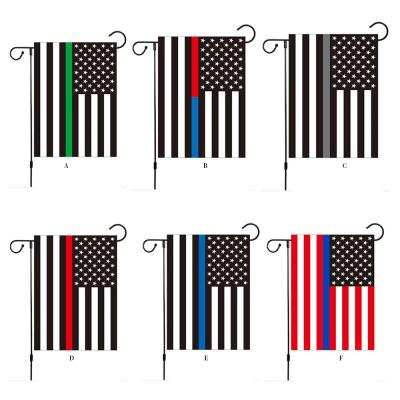 China US Garden Hanging Flag 30*45CM Blue Line Red Line USA Police Garden Flags for sale