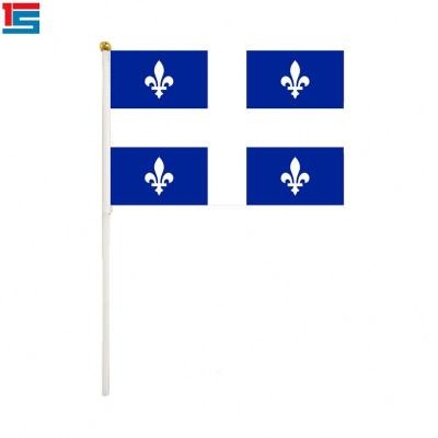 China High Quality Mini States Canada Quebec Hand Flag Hanging Waving Flag With Plastic Pole for sale