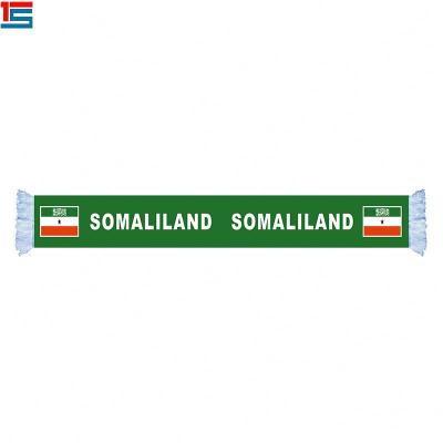 China Custom Polyester Satin Football Fan Scarf SOMALILAND Logo Long Scarf by Scarf for sale