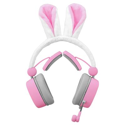 China Custom Bluetooth Pink Noise Canceling Earbuds Cute ps5 MIC Cat Music Stereo Headset Wired Gaming Headset With Microphone For Girls for sale