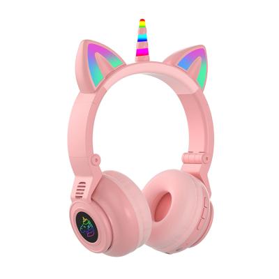 China Bluetooth Bestselling OEM Brand Kids Cute Unicorn Headphone Surround Gaming Headphones Sound Canceling Cat Headset With Mic For Kid for sale