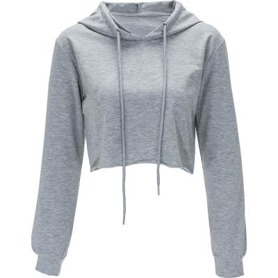 China 2021 Custom Anti-Wrinkle Custom Wholesale Hot Lady Long Sleeve Hoodies Women Sexy Cropped Top Pullover Hoodie for sale