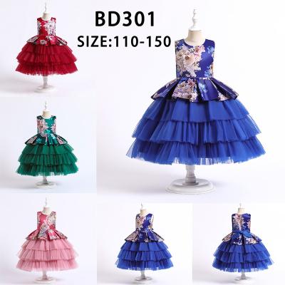 China High Quality Anti-static Princess Kids Bow Gown Girl's Wedding Party Pageant Girls Dress BD301 for sale