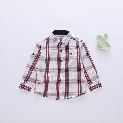 China Anti-wrinkle baby toddler boy kids striped plaid button shorts / long sleeve shirt head 0-13 years old DM075A for sale