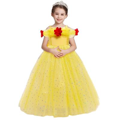 China Anti-static Princess Dress Beauty Belle Cosplay Costume Christmas Halloween Bridesmaid Up Kids Party Clothes D0810 for sale