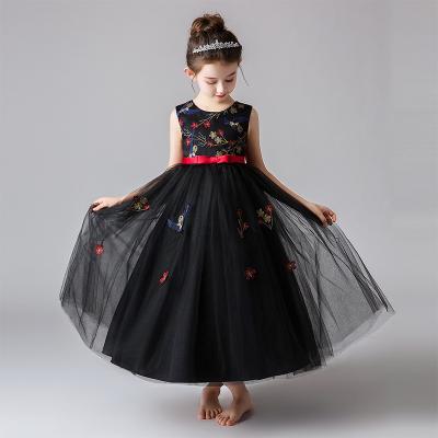 China Girls Anti-Static Pageant Dresses Sleeveless Black O-Neck Maxi Perform Dress CK2971 Long Prom Kids Baby Dresses for sale