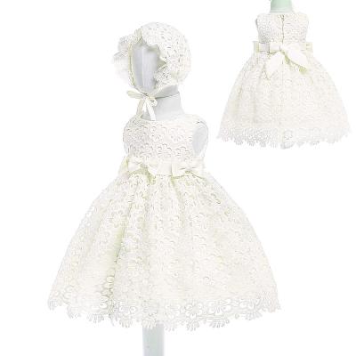 China 2020 New Baby Anti-wrinkle Long Dress Children Lace Cotton Lining Baptism Dress With Hat Toddler Baptism First Communion Dress B-8848 for sale