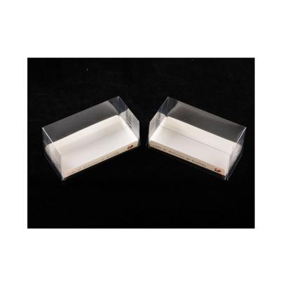 China Recyclable Custom Clear Transparent Logo PET Folding Plastic Dessert Box for sale