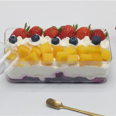 China Popular Transparent Materials Square Recycled Plastic Tiramisu Dessert Cake Storage Container Pastry Packaging Box With Lid for sale