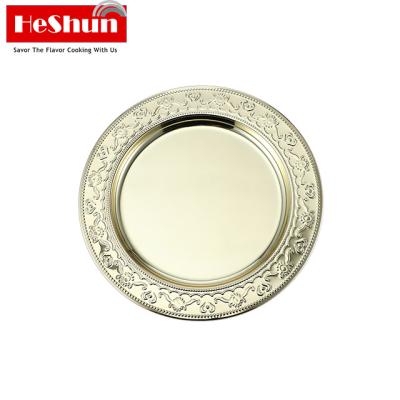 China Disposable Round Stainless Steel Serving Trays , Eco Friendly Metal Dinner Feeding Dishes , Reusable for sale