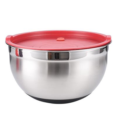 China Sustainable Wholesale Stainless Steel Mixing Bowl Sets With Lids Non Slip Silicone Bottoms Household Kitchenware Bowl for sale