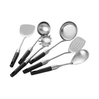 China Sustainable Chinese Kitchen Accessories Cooking Utensil Set Wooden Handle Stainless Steel Kitchen Utensils Set for sale