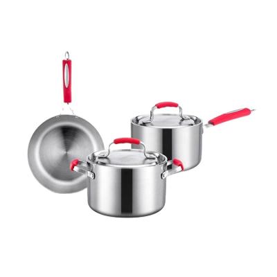 China Sustainable hot selling stainless steel cookware sets non-stick cookware sets cooking pot cookware set for sale