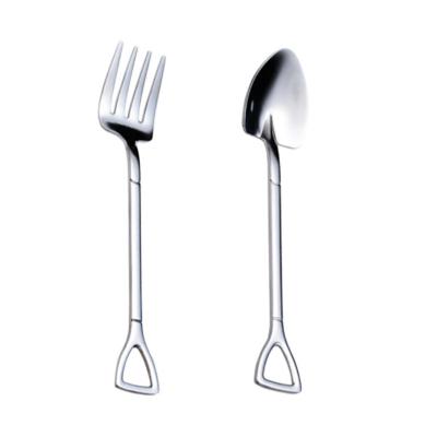 China 2021 New 304 Stainless Steel Viable Fork Mini Yogurt Ice Cream Honey Fruit Salad Dessert Fork Spoon Set for sale