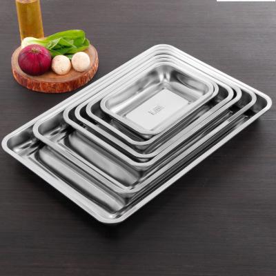 China Factory viable wholesale all size stainless steel restaurant canteen food serving baking tray square pizza tray for sale