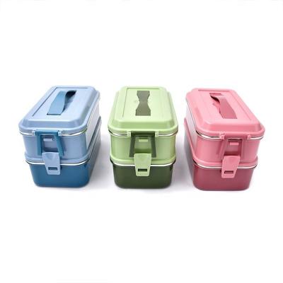 China Freshness Preservation French Style SS 304 Stainless Steel Food Container Insulated Plastic Bowls For Office School Camping zu verkaufen