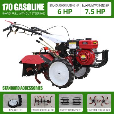 China Farms 170 Mini Gasoline Four Wheel Drive Microtiller Cultivators Tiller Farm Tools Ridge Machine Power Weeder Garden Cultivator for sale