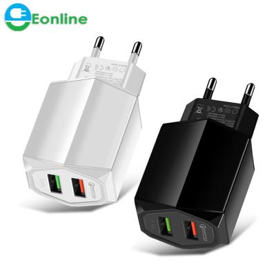 China Portable Smart Mobile Phone QC 3.0 QUICK CHARGER Dual USB Travel Wall Charger Adapter 5W 10W Mobile Phone for sale