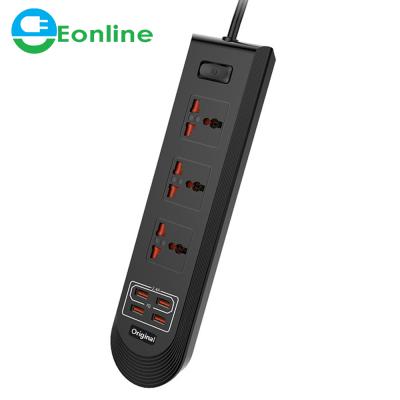 China Original Original Residential/Multi-Purpose EU/US/UK 4 USB Power EONLINE Power Strip 10A Extension Quick Charging Strip Socket 3 Standard Outlets for sale