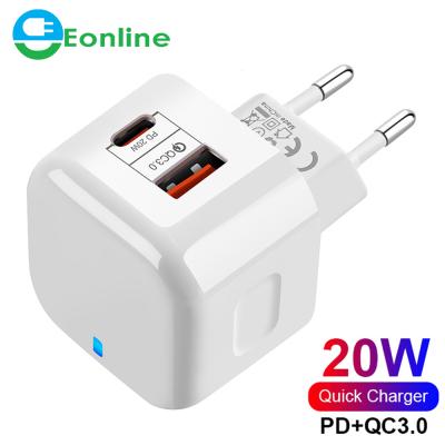 China Mobile Phone PD Charger 20W USB Type C Fast Charger For iPhone 12 Macbook Phone QC3.0 USB C Quick Charge 3.0 QC For Samsung Huawei for sale