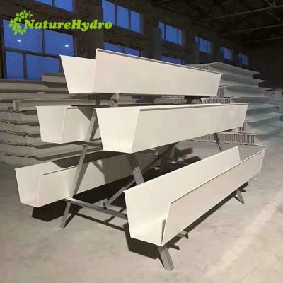 China Vegetables Plastic PVC Gutter Tiller Grow Trough System For Greenhouse for sale