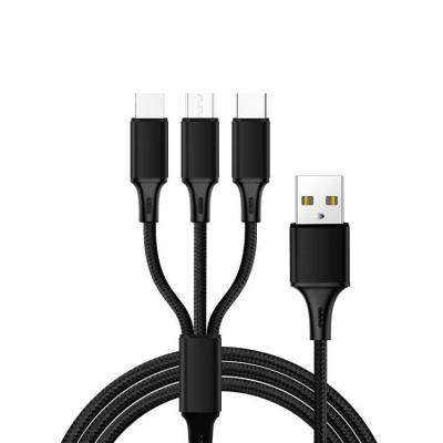 China Wholesale Android On Stock 3 in 1 Magnetic Charging Type USB Cable Micro USB Lighting Phone Accessories Fast Charging Cable C for sale