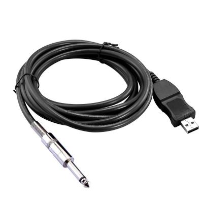 China PVC Guitar Cable Bass 10ft/3m USB to 6.3mm Lead Converter Recording Cord Jack Link Connection Instrument Cable USB2.0 for Computer for sale