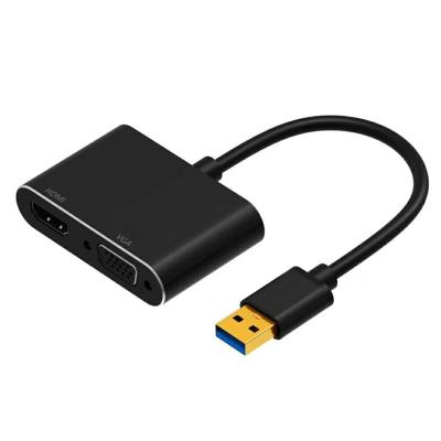 China Aluminum Alloy USB3.0 VGA to HDMI Converter Adapter Dual Output for sale