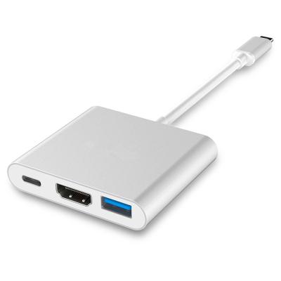 China ABS USB3.1 Type C to HDMI USB3.0 USB C Hub 3 in 1 USB C Multiport Adapter Converter for sale