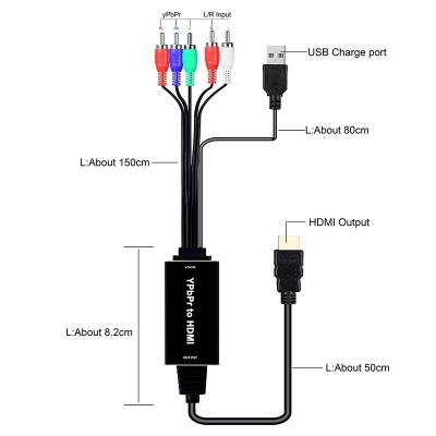 China Aluminum Alloy 2m RCA RGB YPbPr to Component HDMI Converter Adapter Cable Supports 1080P 60Hz Video-Audio for Xbox One PS4 Laptop HDTV for sale