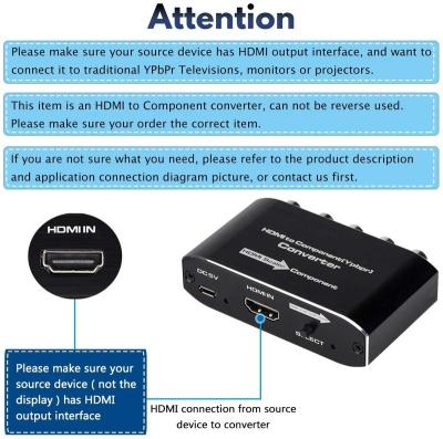 China Aluminum Alloy HDMI to Component YPbPr 5RCA RGB Converter Adapter with Audio Scaler R/L Output for MacBook TV Blu-Ray DVD PS4 DVD, PSP for sale