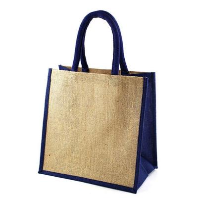 China Wholesale cheap printed natural handled jute shopping bag, packing jute bag for sale