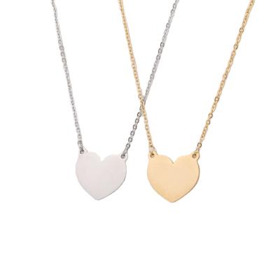 China New CLASSIC Women Jewelry Gold Plated Stainless Steel Engraved Heart Charm Necklace for sale