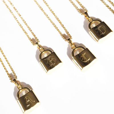 China New Fashion CLASSIC Gold Plated Gothic Personalized Jewelry Stainless Steel Lock Necklace for sale