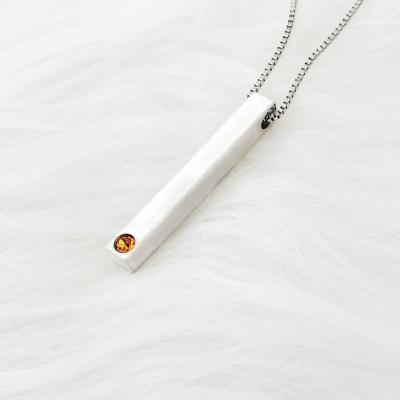 China Romantic Unique Gold Plated Jewelry Stone Setting Custom Bar Necklace Personalized Name Pendant Necklace for sale