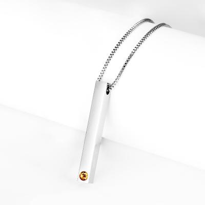 China Casual/Sporty Urban Styles Long Bars Stainless Steel 12 Birthstone Pendant Necklace With Box Chain for sale