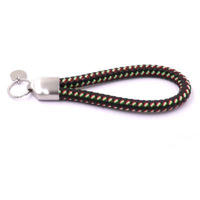 China Round Mixed Color Braided Leather 2019 New Fashionable Custom Made With 8mm Yarn Woven Mixed Braided Leather Key Chain for sale