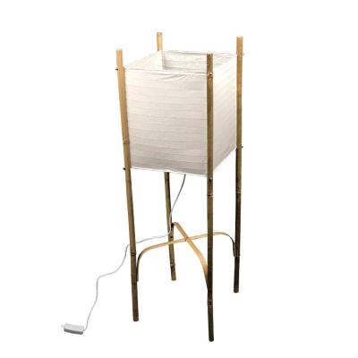 China Europe New Design Elegant Square Shape Handmade Bamboo Feet Rice Paper Standing Floor Lamp for sale