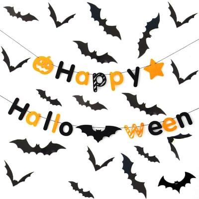 China Diy Europe Halloween Theme Party Decoration Printing Paper Pull Flag Garland Banner for sale