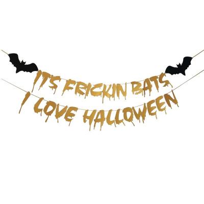 China Europe Halloween Party Pumpkin Bat Letter Decoration Pull Flag Garland Banner for sale