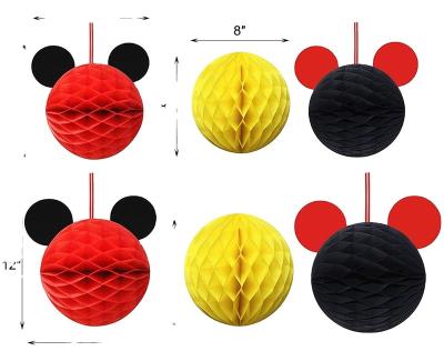 China Decoration Mickey Paper Honeycomb Balls Colorful, Red Yellow and Black Tassel Garland Tissue Felt Banner for sale